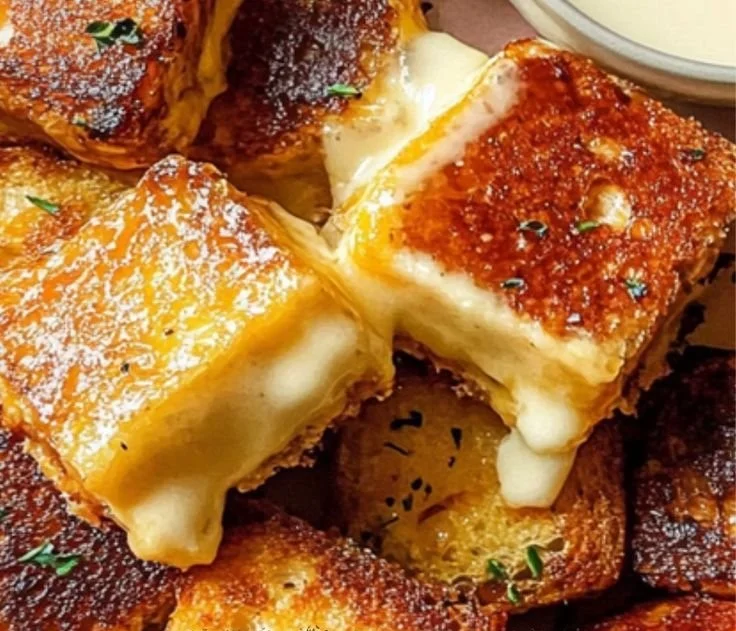 Delicious Hawaiian Roll Grilled Cheese sandwich melty and golden-brown on a plate.