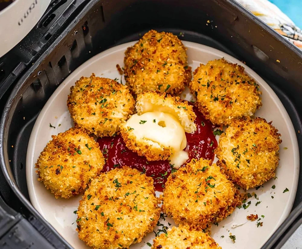 Crispy Air Fried Babybel cheese served as a delicious snack.