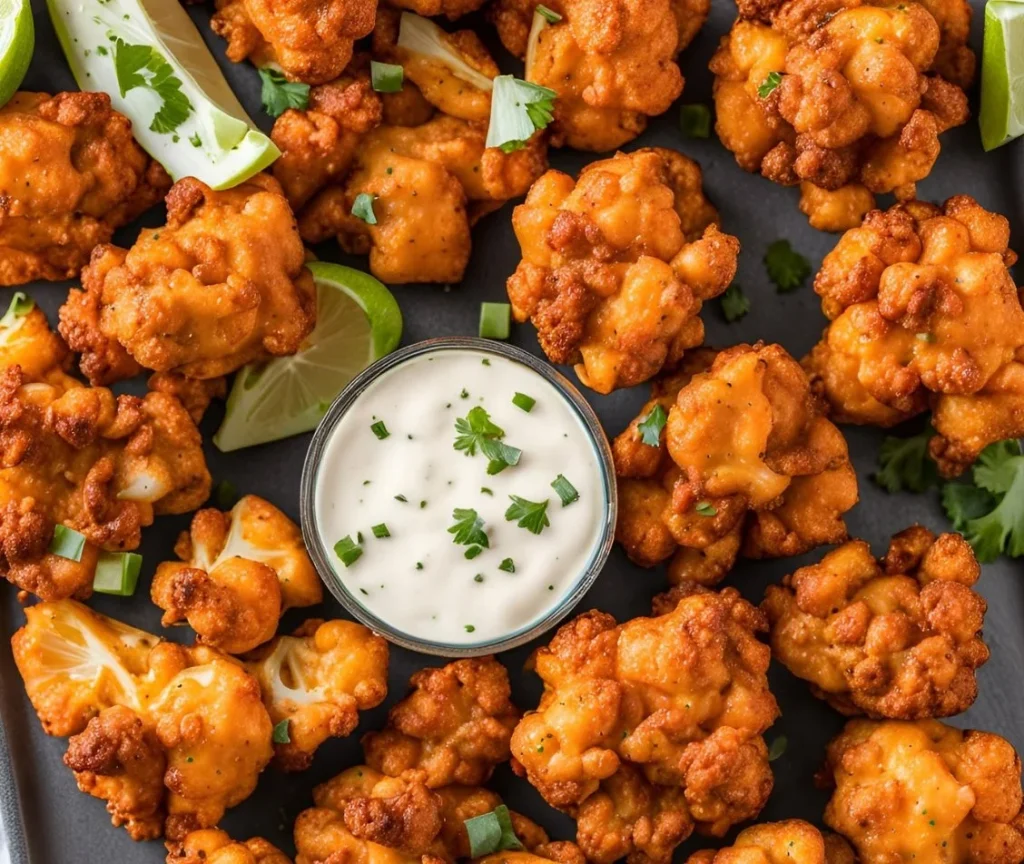 Air Fryer Buffalo Cauliflower in a serving bowl