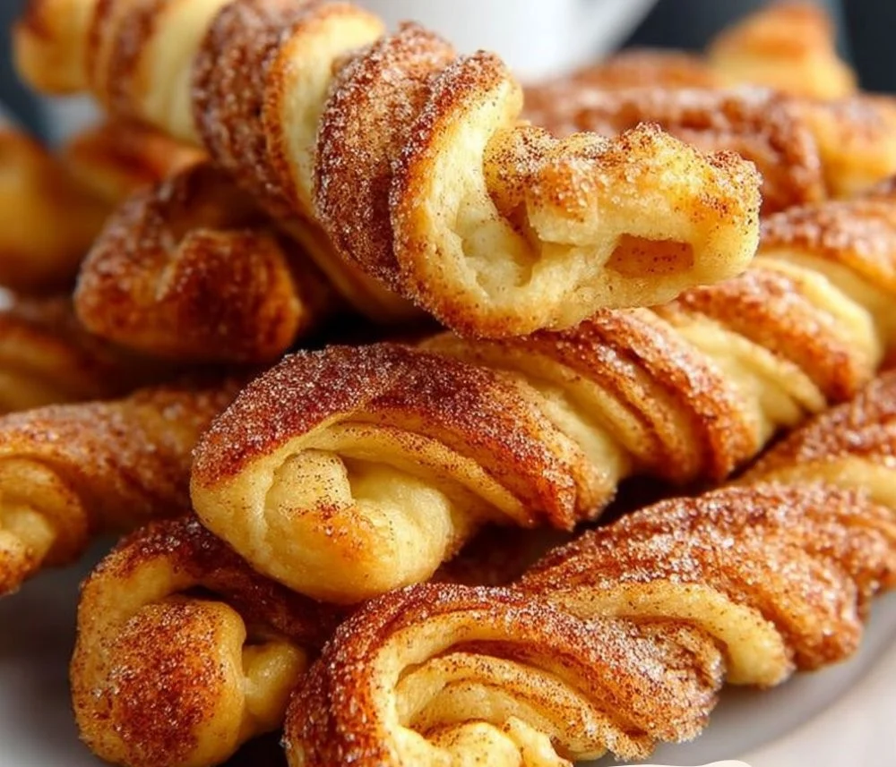 Delicious and crispy Air Fryer Cinnamon Twists ready to serve.