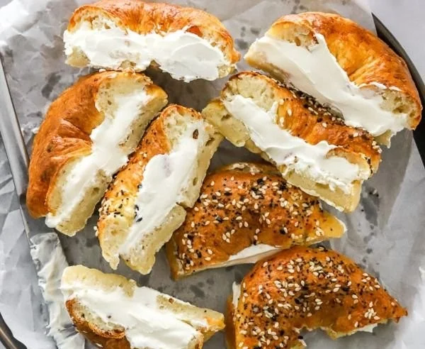 Freshly baked air fryer protein bagels topped with sesame seeds