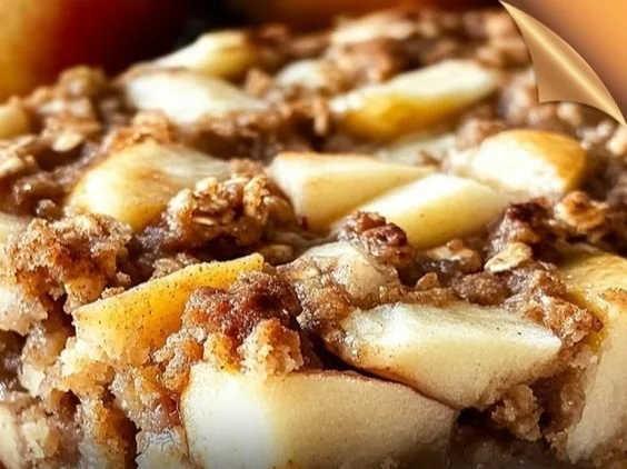 Delicious apple oatmeal breakfast bake with oats and fresh apples