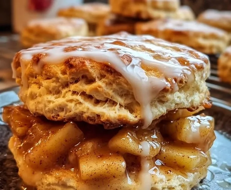 Apple pie biscuit sandwiches with apple filling and flaky biscuits.