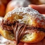 Baked Nutella bombs fresh out of the oven, oozing with chocolate hazelnut spread.