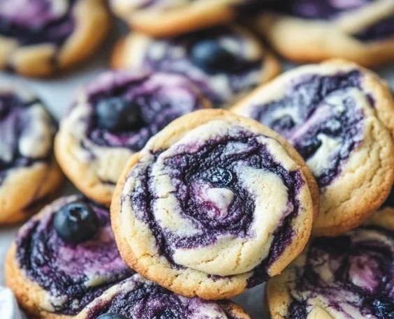Blueberry cheesecake cookies with a delicious blueberry topping