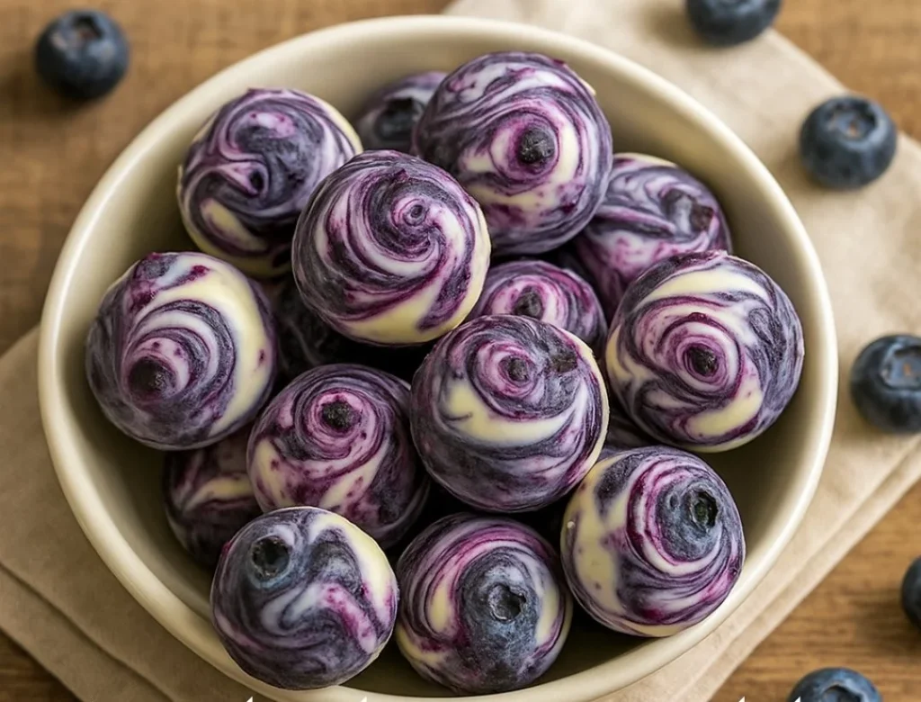 Blueberry Greek yogurt bites - healthy, delicious snack packed with flavor.