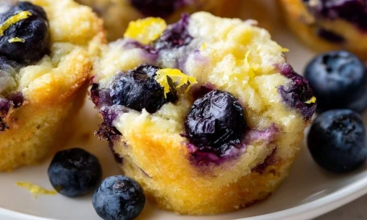 Blueberry Lemon Zest cottage cheese bites on a plate garnished with blueberries