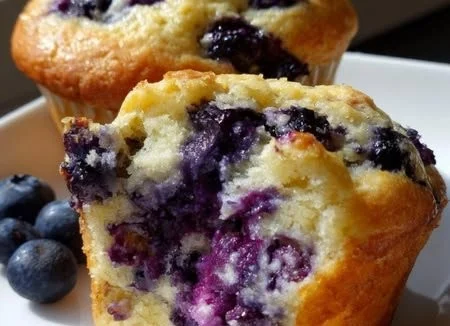 Delicious blueberry protein muffins made with Greek yogurt for a healthy snack.