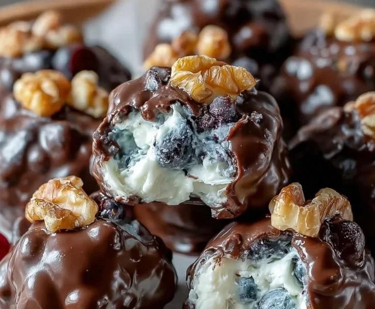 Blueberry yogurt clusters with fresh blueberries on a white background