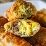 Delicious breakfast egg rolls filled with eggs and vegetables