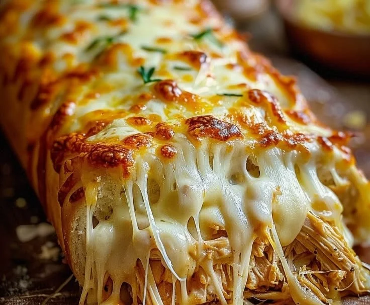 Buffalo Chicken Cheese Bake topped with melted cheese and green onions