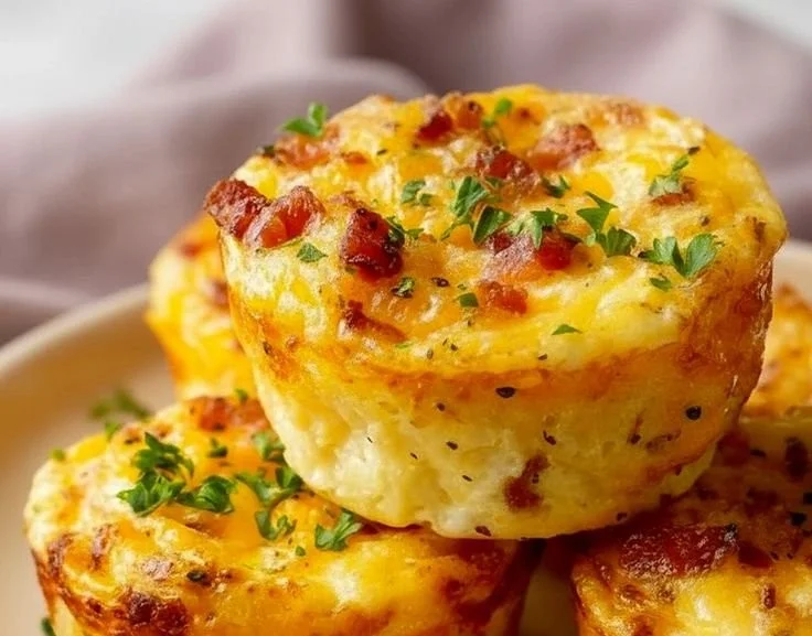 Cheesy cottage cheese egg bites baked in a muffin tin for a delicious breakfast option.