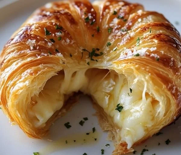 Cheesy Garlic Cruffin with melted cheese and garlic flavor, freshly baked