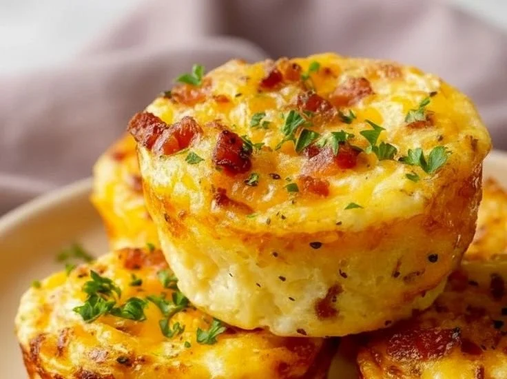 Cheesy muffin tin cottage cheese egg bites ready to eat