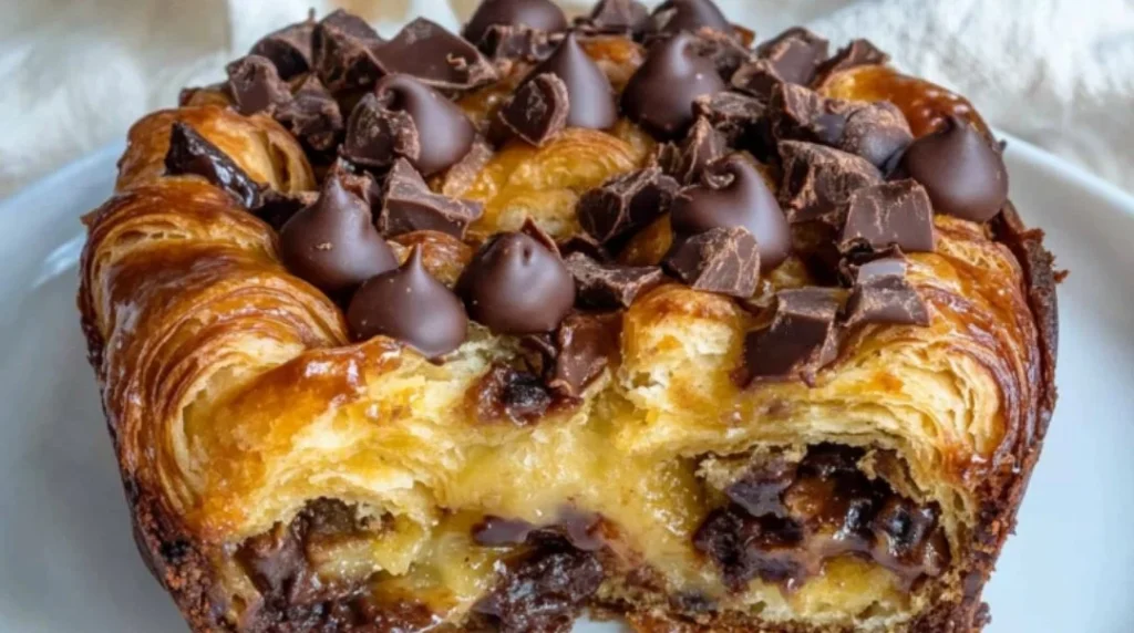 Delicious Chocolate Croissant Breakfast Bake fresh out of the oven
