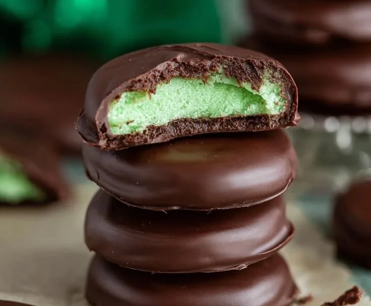 Homemade Chocolate Mint Patties with rich chocolate and mint filling