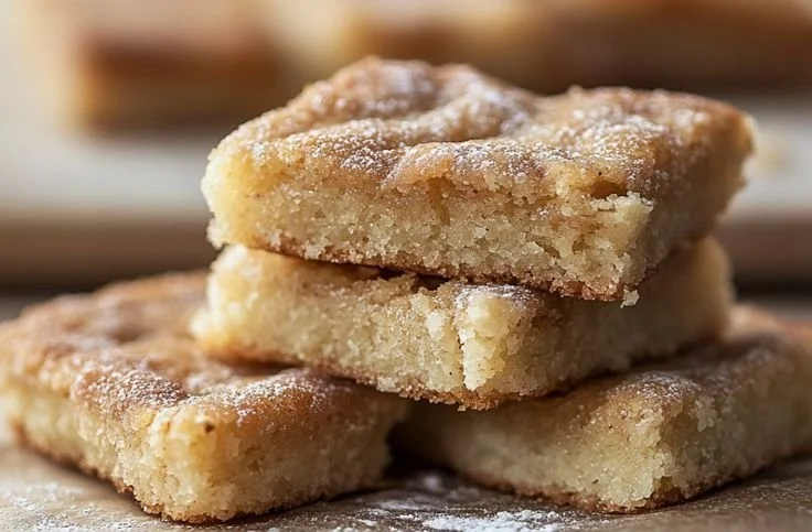 Delicious cinnamon sugar blondies topped with a sweet cinnamon-sugar crust.