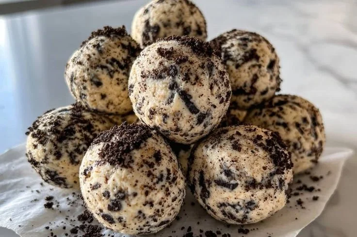 Cream Cheese Oreo Protein Balls recipe with creamy texture and chocolate flavor.