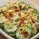 Crispy cucumber snack with creamy avocado ranch dip