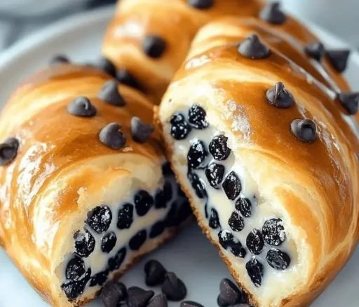 Decadent chocolate chip brioches filled with vanilla custard