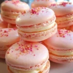 Delicious strawberry cheesecake macarons on a dessert plate