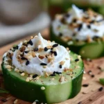 Healthy Everything Bagel Cucumber Bites on a serving platter