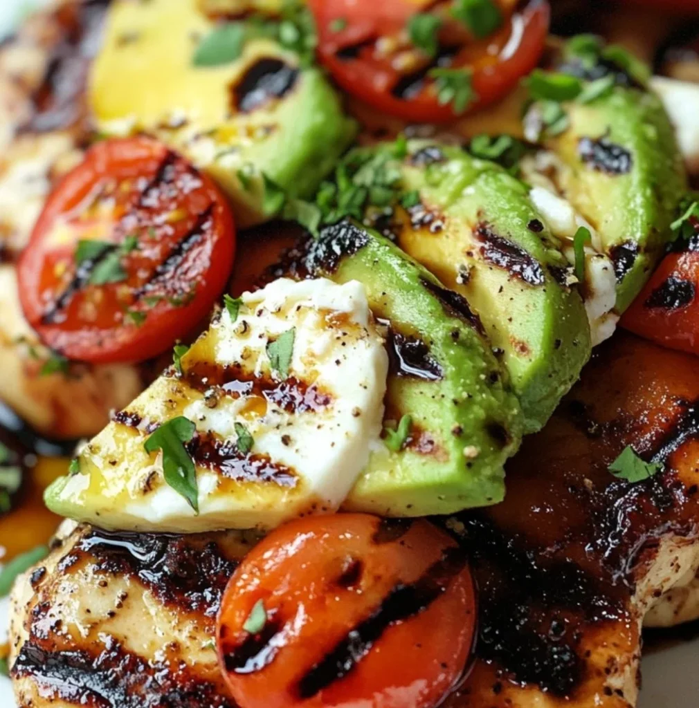 Grilled California avocado chicken with fresh ingredients