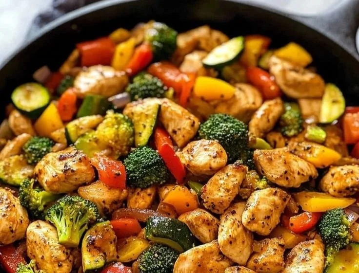 Healthy chicken and vegetables skillet recipe for a nutritious meal