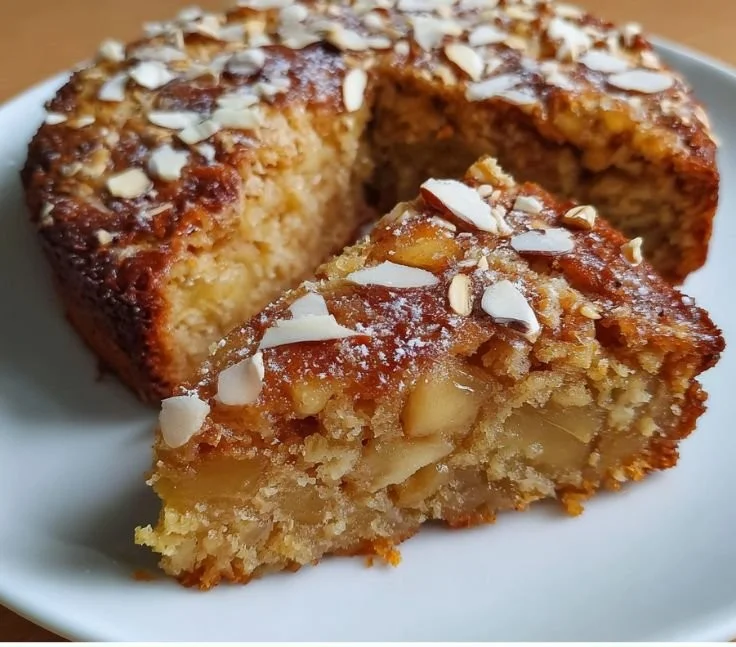 Healthy Oatmeal Apple Cake with fresh apples and oats