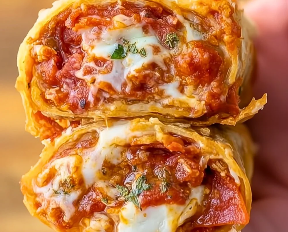 High protein pepperoni pizza rolls served on a plate