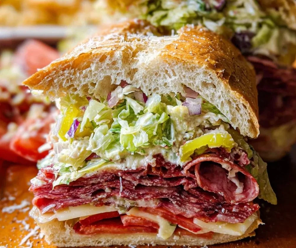 Italian Grinder Salad Sandwich with fresh ingredients and vibrant colors