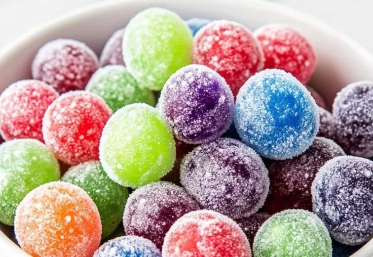 Colorful Kool-Aid Grapes in a bowl, a refreshing and fun snack for summer.