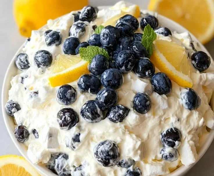 Delicious Lemon Blueberry Fruit Salad with fresh blueberries and lemon dressing