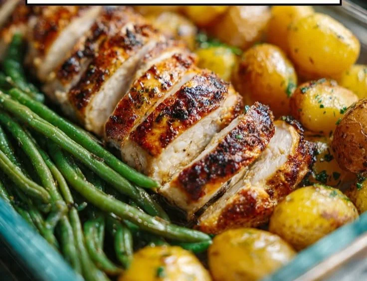 Lemon garlic chicken meal prep with fresh ingredients in a meal container