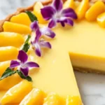 Delicious mango curd tart with a golden crust and vibrant mango filling
