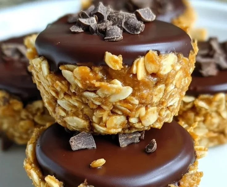 No bake peanut butter granola cups made with oats and honey