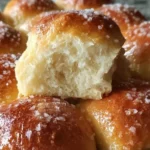 Fluffy no-knead buttermilk dinner rolls fresh out of the oven.