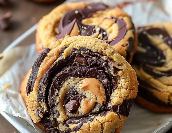 Delicious Peanut Butter Cookies swirled with rich brownie flavor.