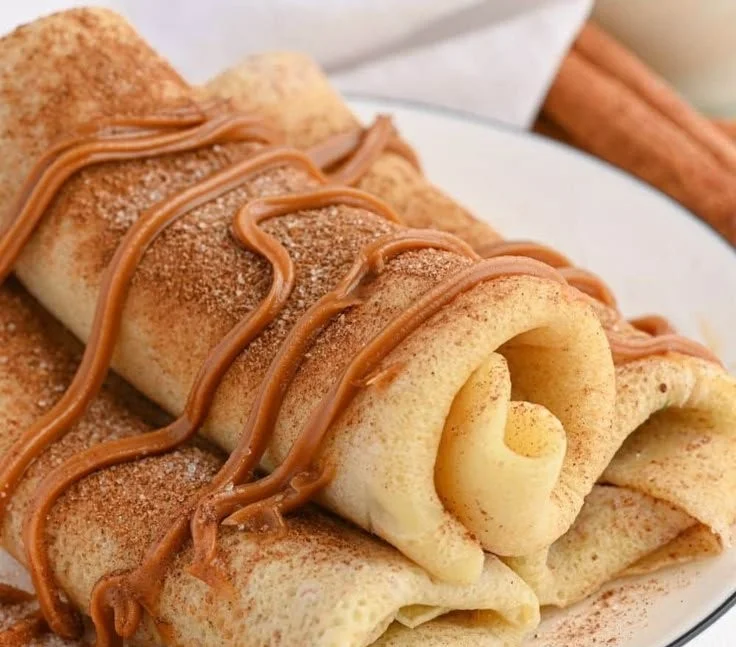 Protein crepes flavored like cinnamon rolls, healthy breakfast option