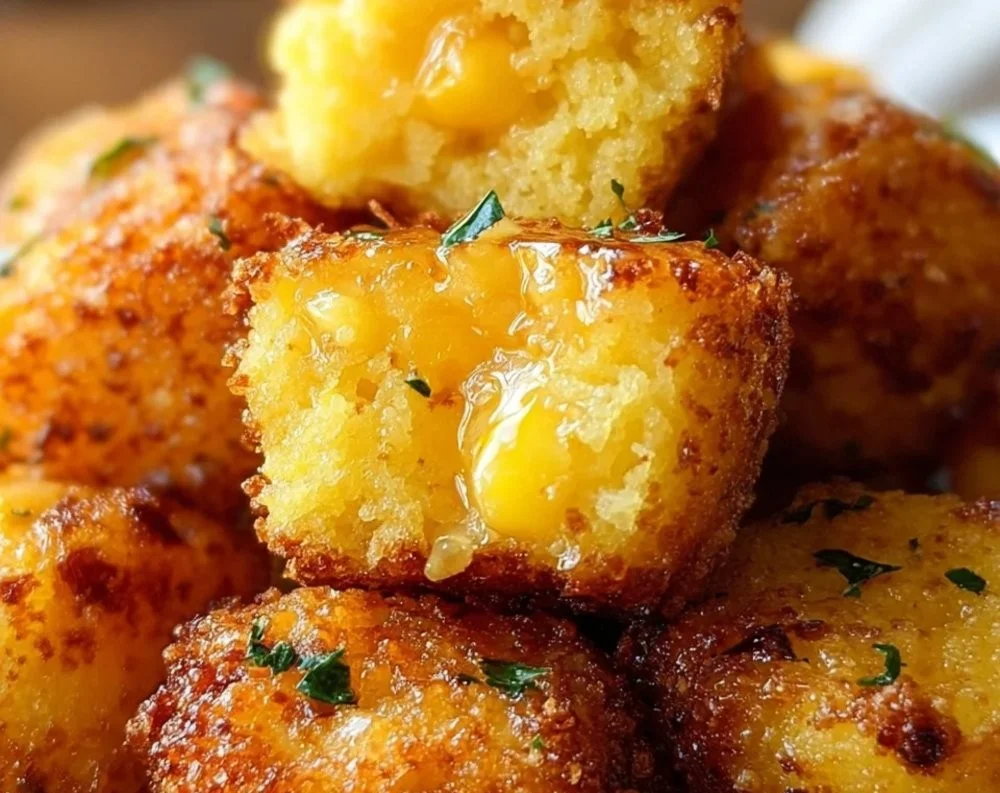 Southern-Style honey butter cornbread poppers served on a plate
