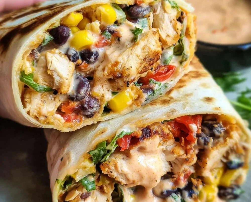 Delicious Southwest chicken wraps filled with fresh ingredients