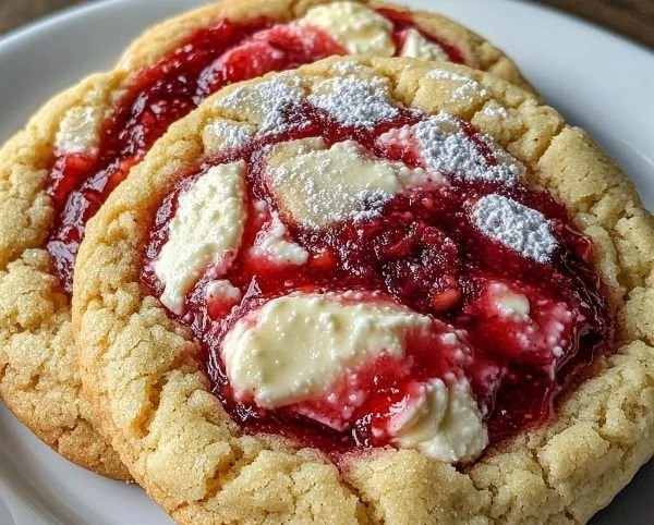 Delicious Strawberry Cheesecake Cookies with fresh strawberries and creamy cheesecake flavor