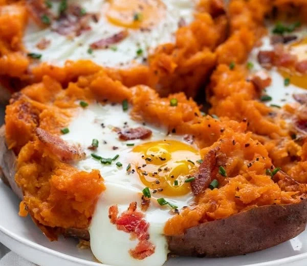 Delicious sweet potato breakfast served on a plate