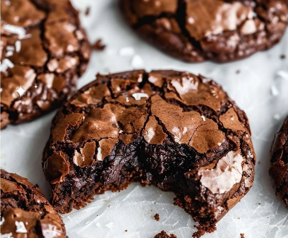 Delicious fudgy chewy browkies (brookies) on a rustic wooden table