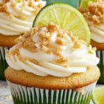 Delicious zesty key lime pie cupcakes with a crunchy topping