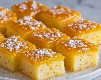 Delicious homemade Butter Mochi dessert from Hawaii served on a plate.