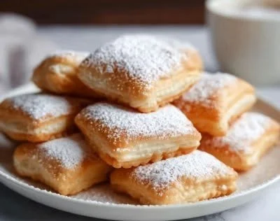 Homemade buttermilk glazed beignets served on a plate.