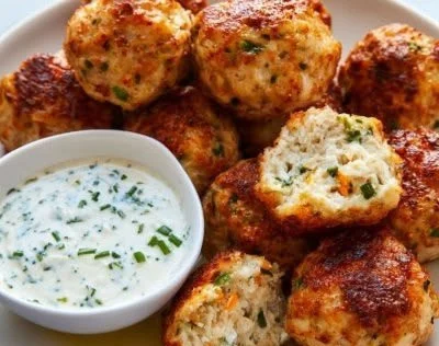 Delicious Chicken Kofta served with fresh herbs and sauce