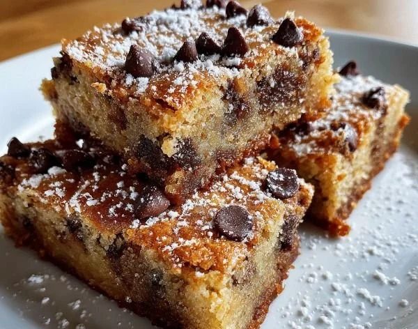 Delicious chocolate chip banana bars fresh from the oven