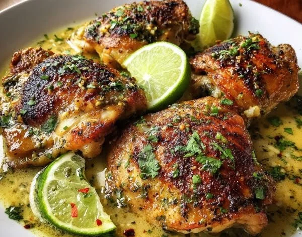 Coconut Lime Chicken Skillet dish with vibrant lime and coconut flavors.